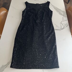 Blu Sage Black Sleeveless Velvet Sequined Dress Size 8 Sheath Fully Lined Dance